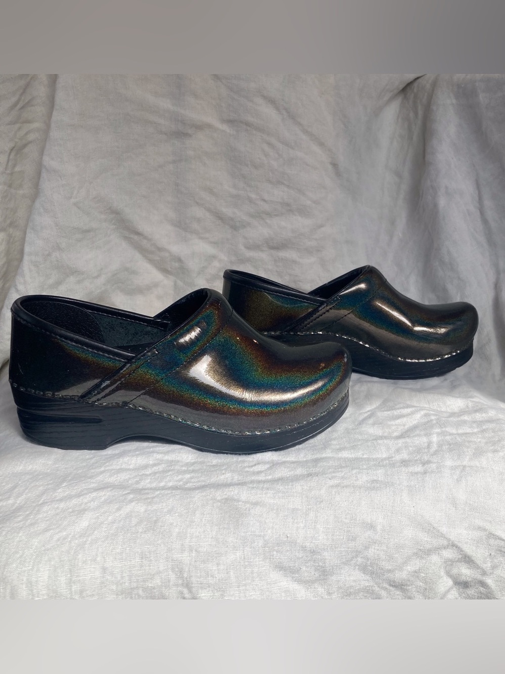 Dansko Iridescent Black Slip-On Clogs